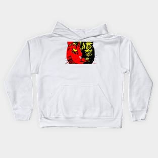 ANGRY CAT POP ART - RED BLACK YELLOW TRASPARENT Kids Hoodie